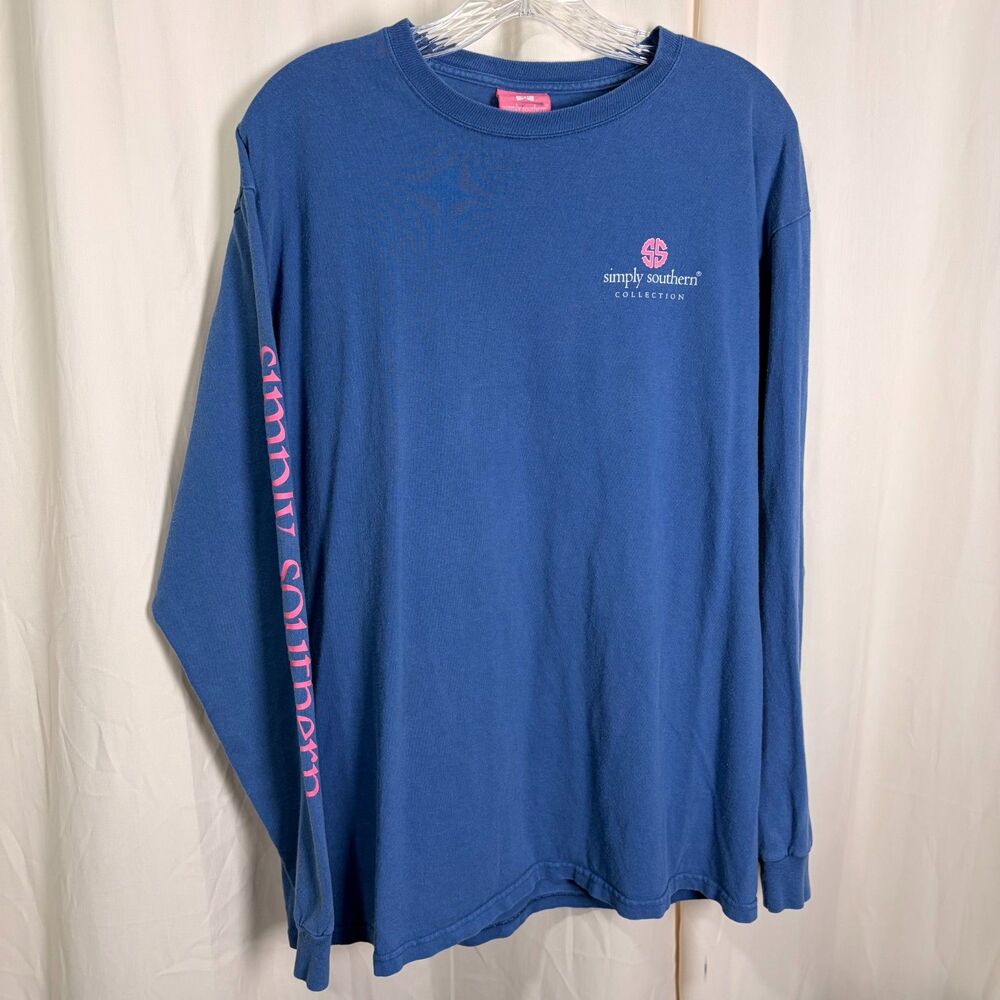 Simply Southern Dukes Mayonnaise Shirt Blue Long Sleeve Large Tomato Sandwich - Picture 3 of 9